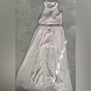 Speechless kids teens Blush Lace romper dress Accents formal long high low